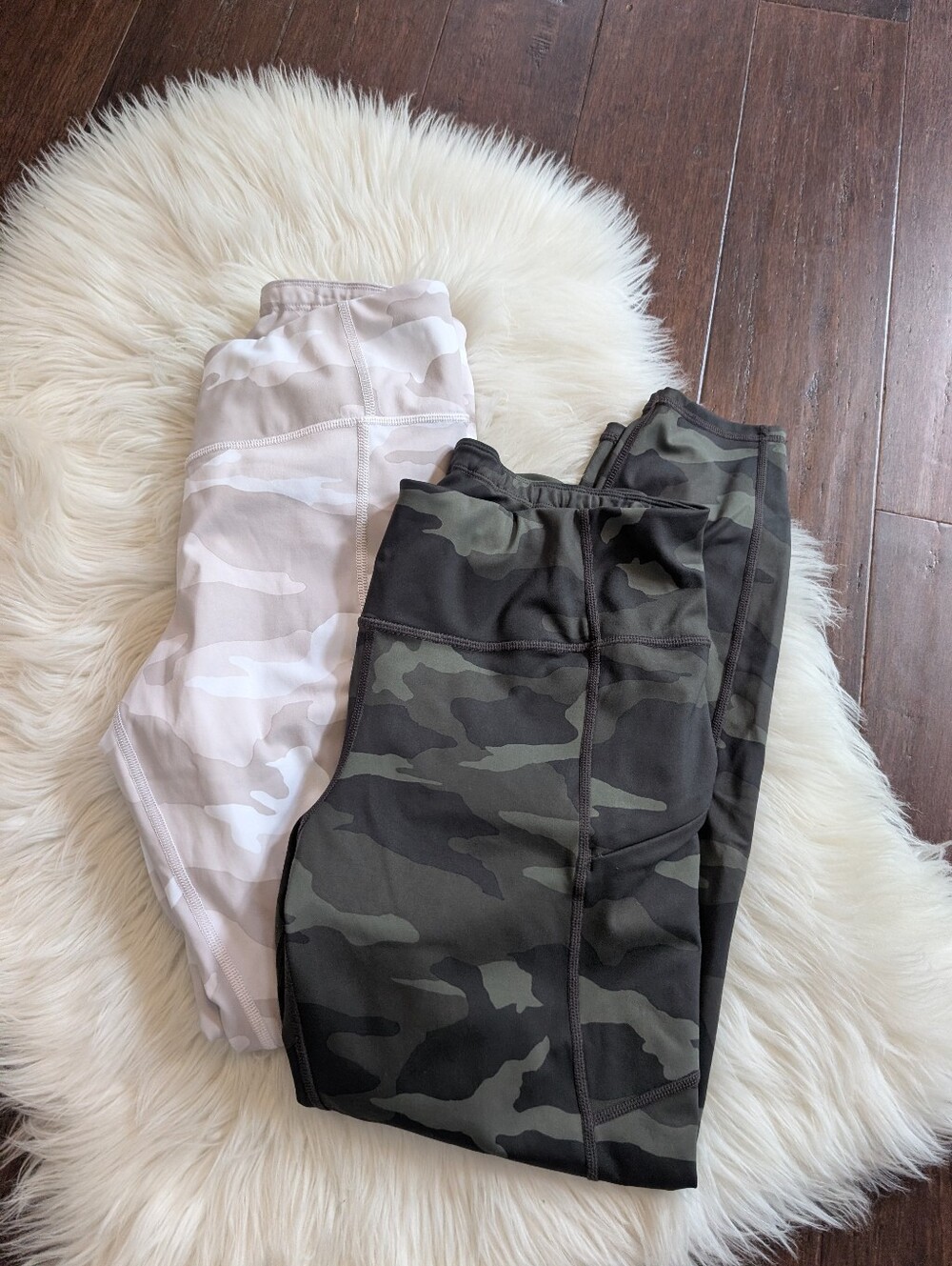 Bundle! 2 Pairs Athleta Camo Contender 7/8 Leggings White Green M Medium